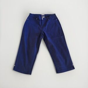 Catherines Women's Sateen Stretch Capris Size 16 Blue New Without Tags